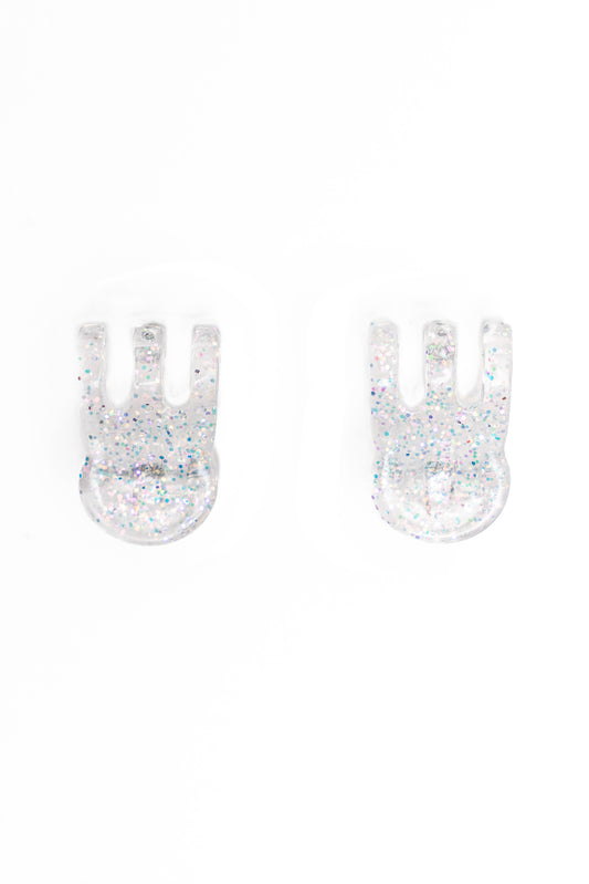 Mini Claw Clip Hoops in Glitter Jelly