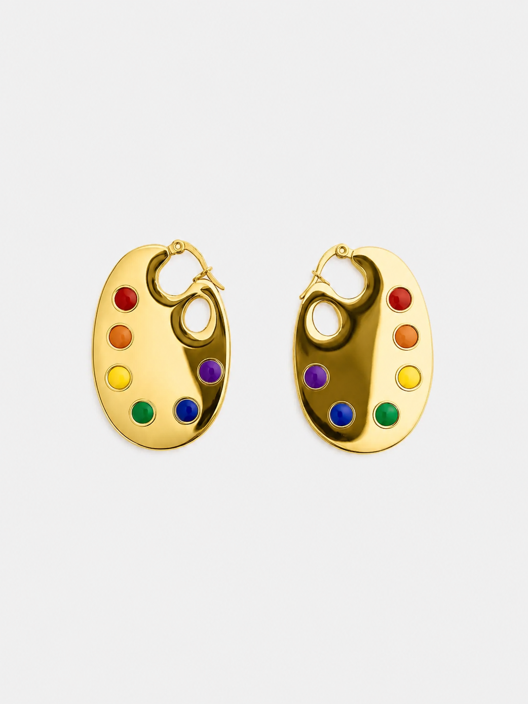 Paint Palette Earrings in Gold