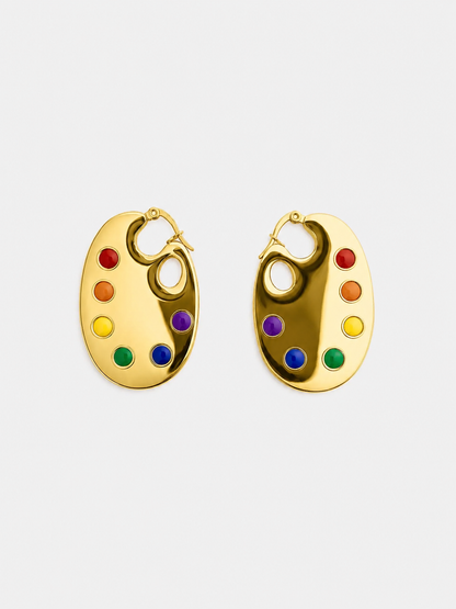 Paint Palette Earrings in Gold