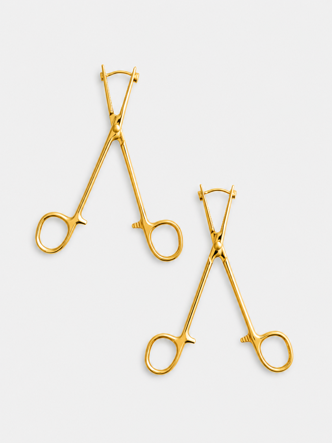 Hemostat Earrings in Gold