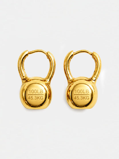 Kettlebell Earrings in Gold