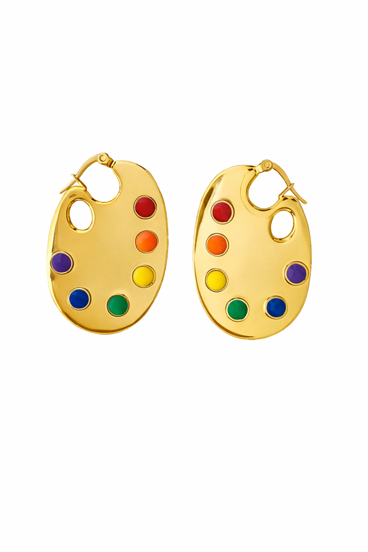 Paint Palette Earrings in Gold