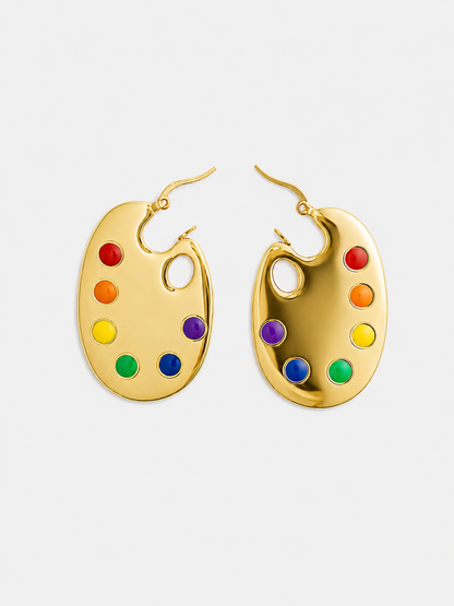 Paint Palette Earrings in Gold