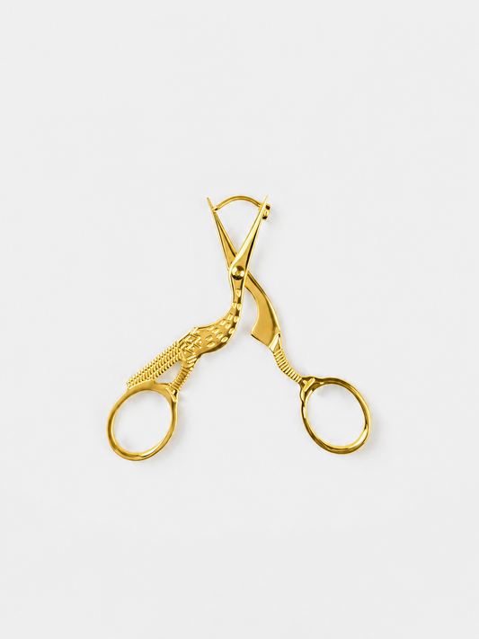 Stork Scissor Earrings in Gold