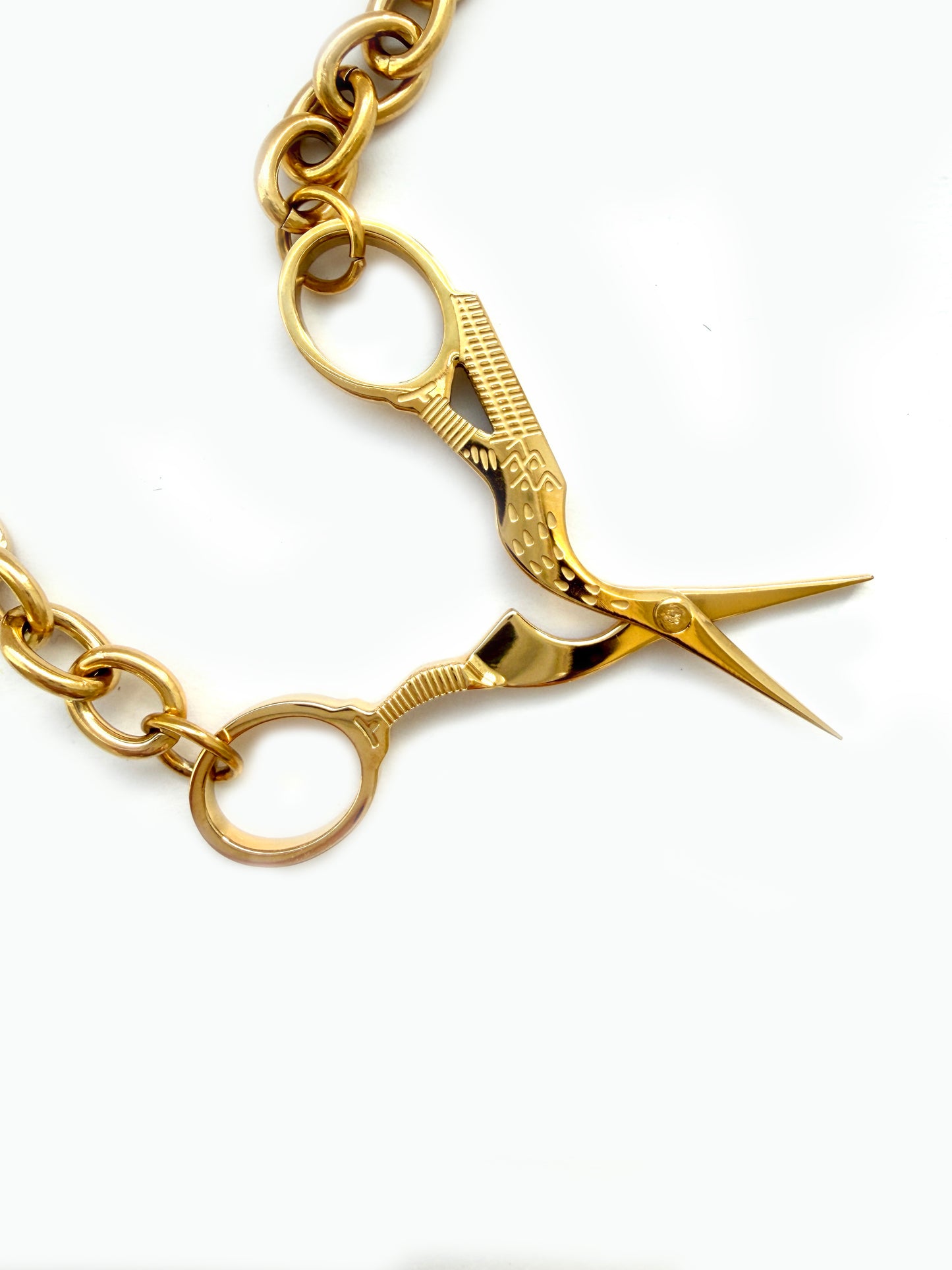 Stork Scissor Necklace in Gold