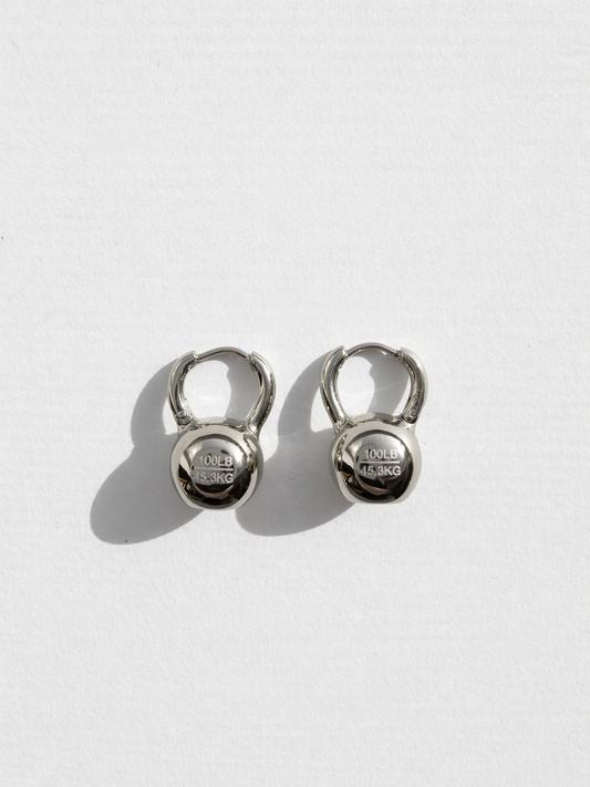 Kettlebell Earrings in Silver