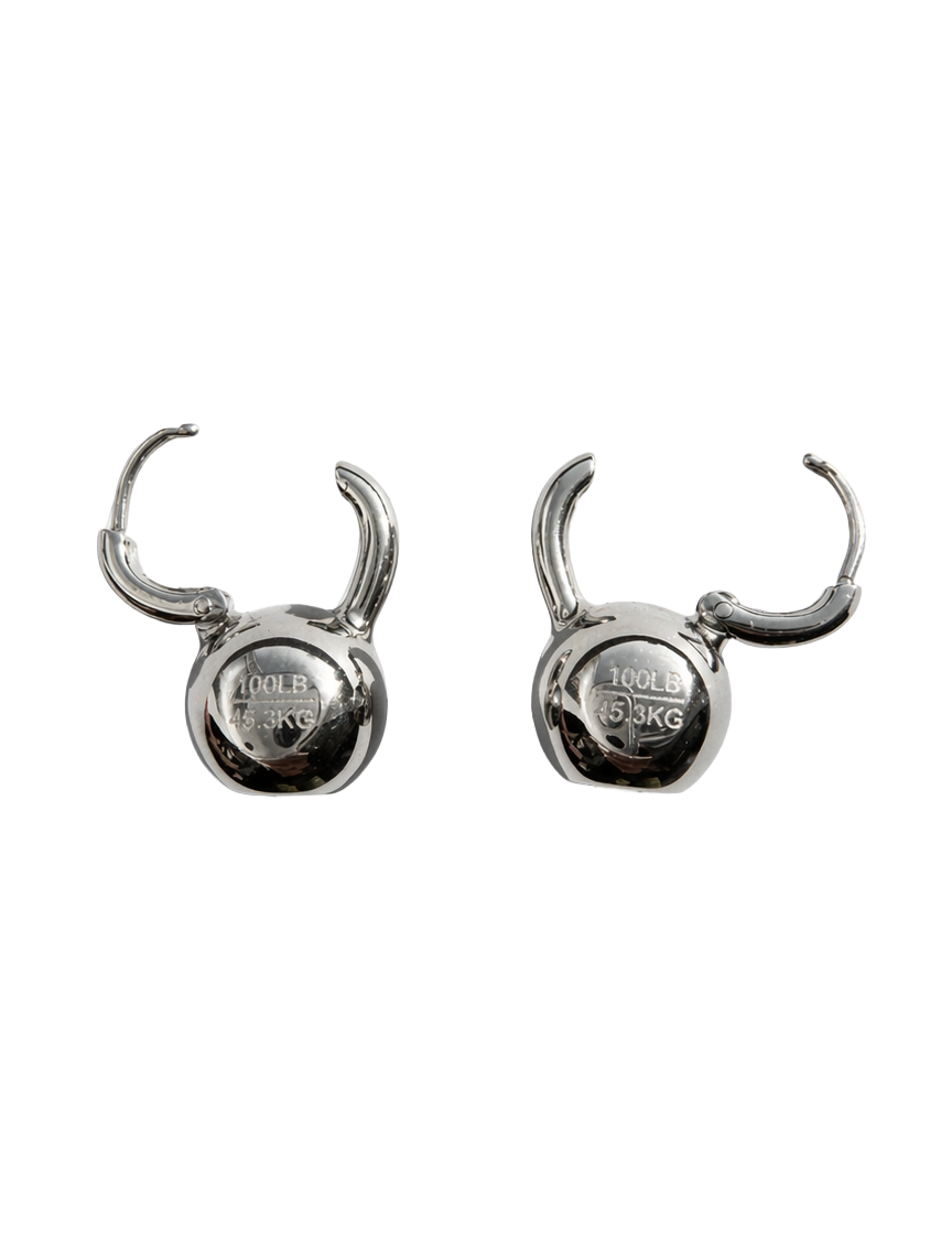 Kettlebell Earrings in Silver