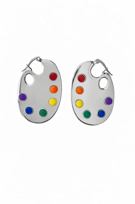 Paint Palette Earrings in Silver