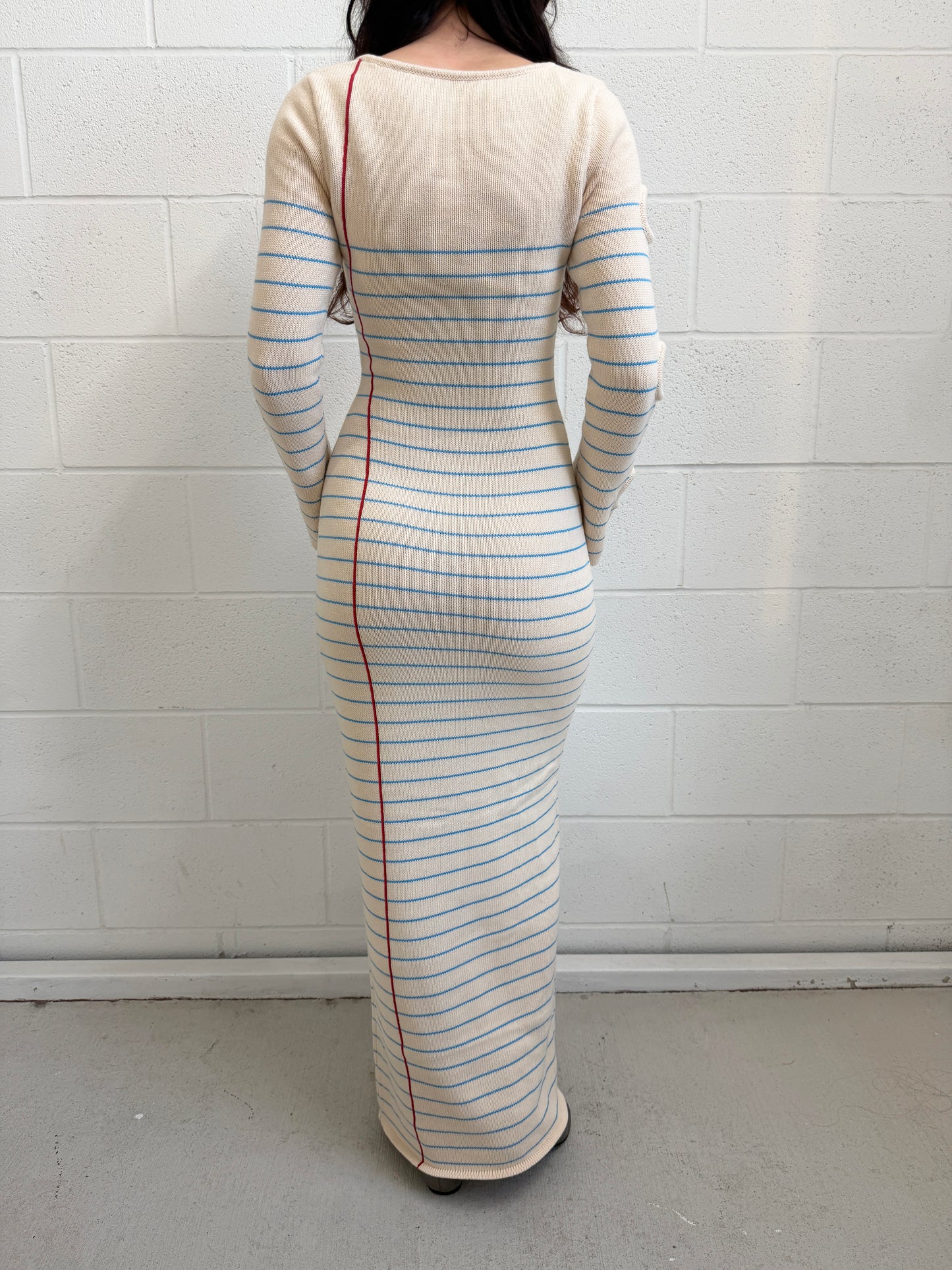 Sheet of Paper Knit Dress Long Sleeve