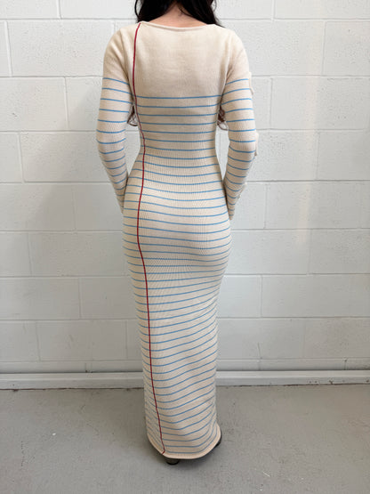 Sheet of Paper Knit Dress Long Sleeve