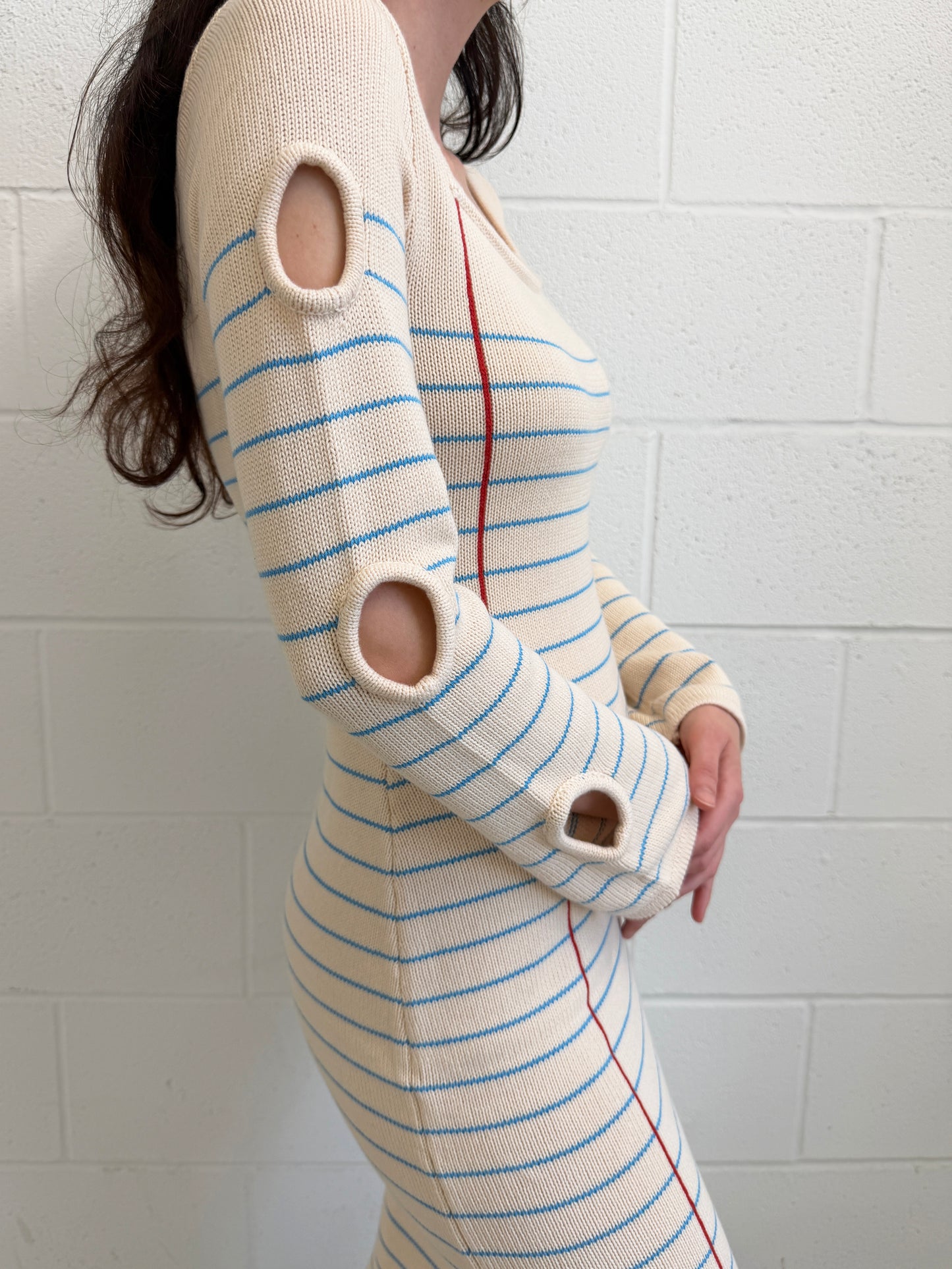 Sheet of Paper Knit Dress Long Sleeve