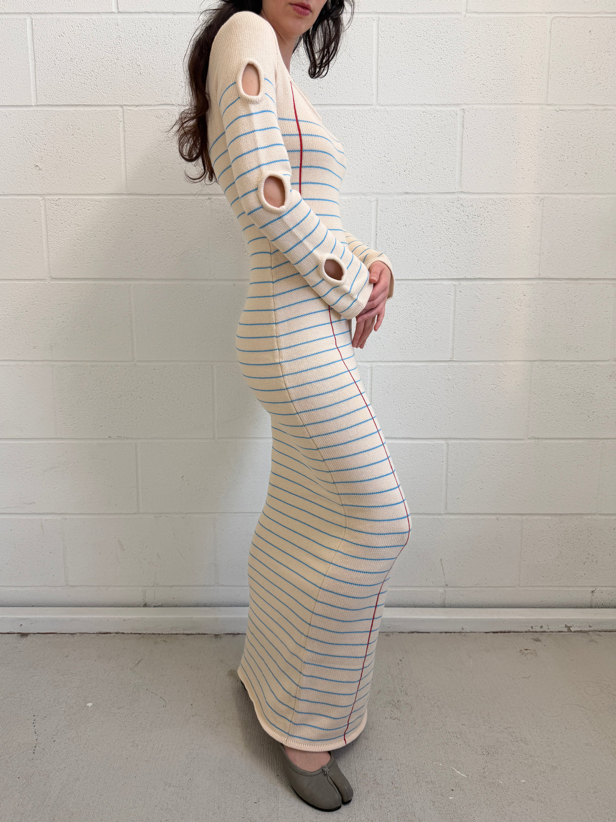 Sheet of Paper Knit Dress Long Sleeve