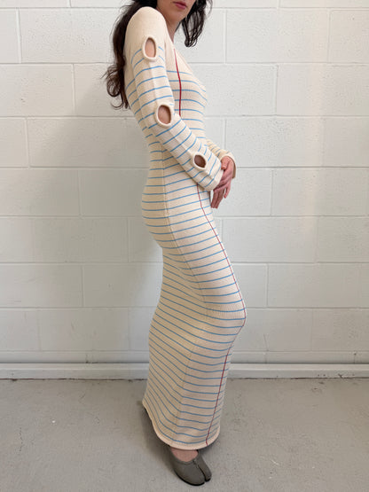 Sheet of Paper Knit Dress Long Sleeve