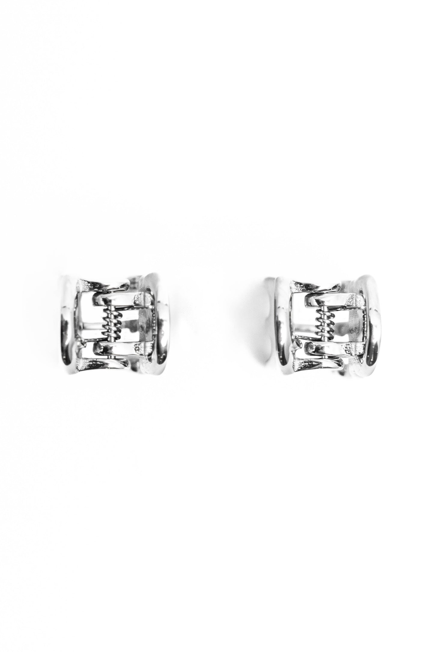 Mini Claw Clip Hoops in Silver