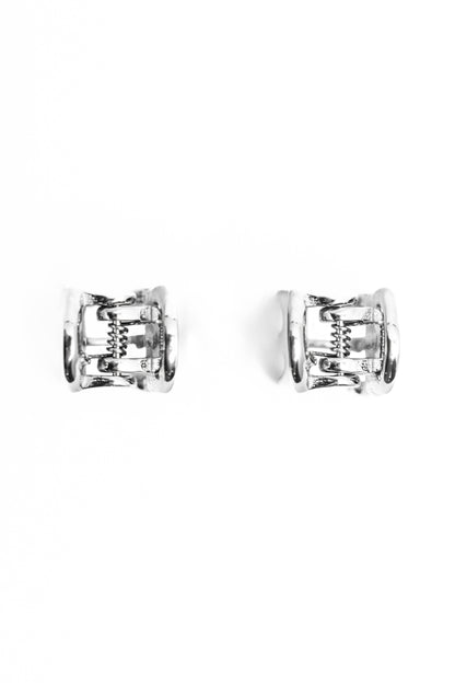 Mini Claw Clip Hoops in Silver
