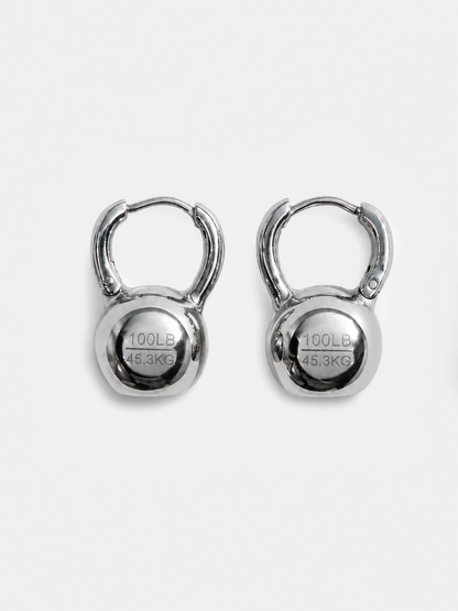 Kettlebell Earrings in Silver