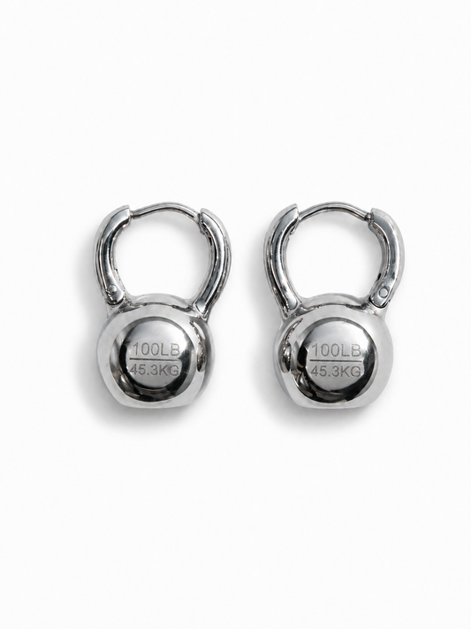 Kettlebell Earrings in Silver