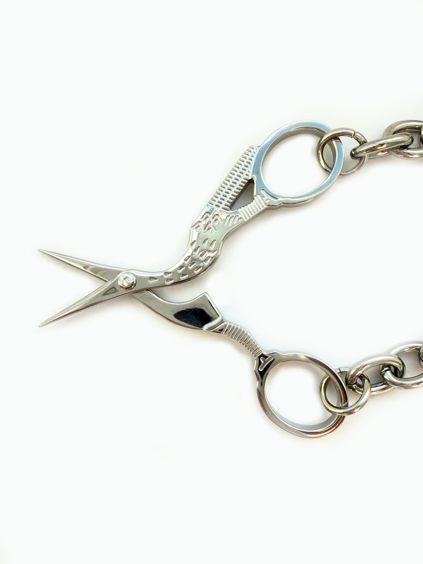Stork Scissor Necklace in Silver