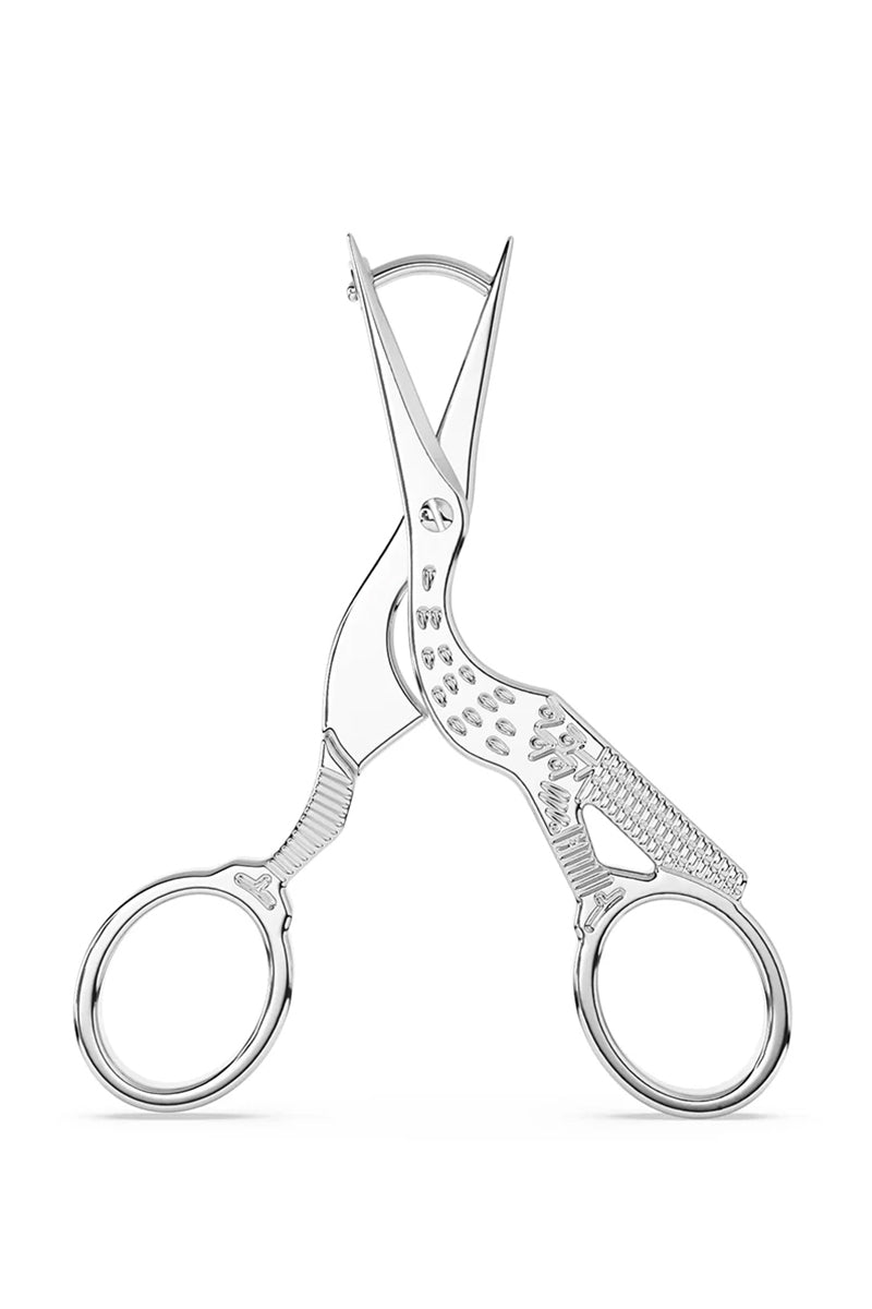 Stork Scissor Earrings in Silver