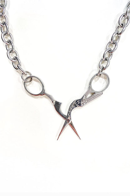 Stork Scissor Necklace in Silver