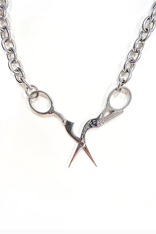Stork Scissor Necklace in Silver